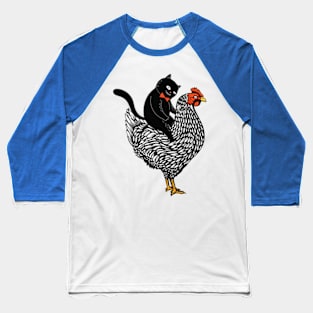 Tuxedo Cat Chicken Ridea Baseball T-Shirt